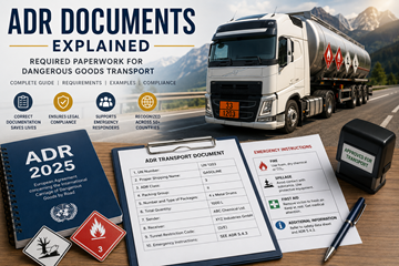ADR-transportdokumenter for farlig gods og påkrevd logistikkdokumentasjon i Europa